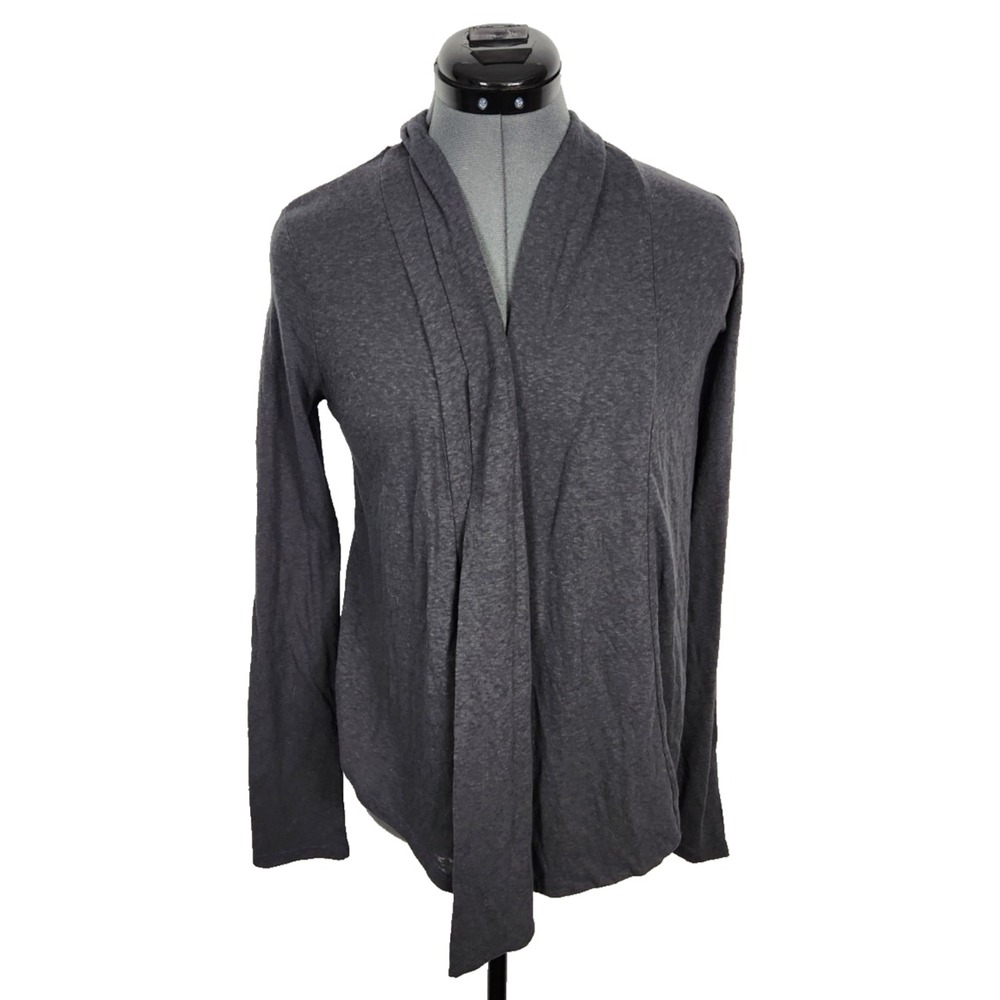 Aeropostale Womens Medium Gray Open Front Draped Shawl Collar Cardigan Sweater